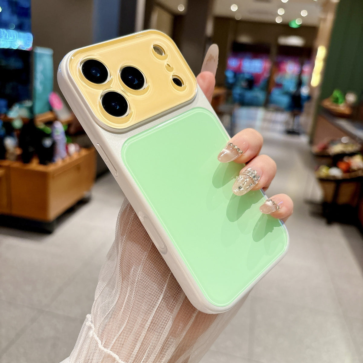 Contrast Candy Color Block Crystal Camera Lens Protection