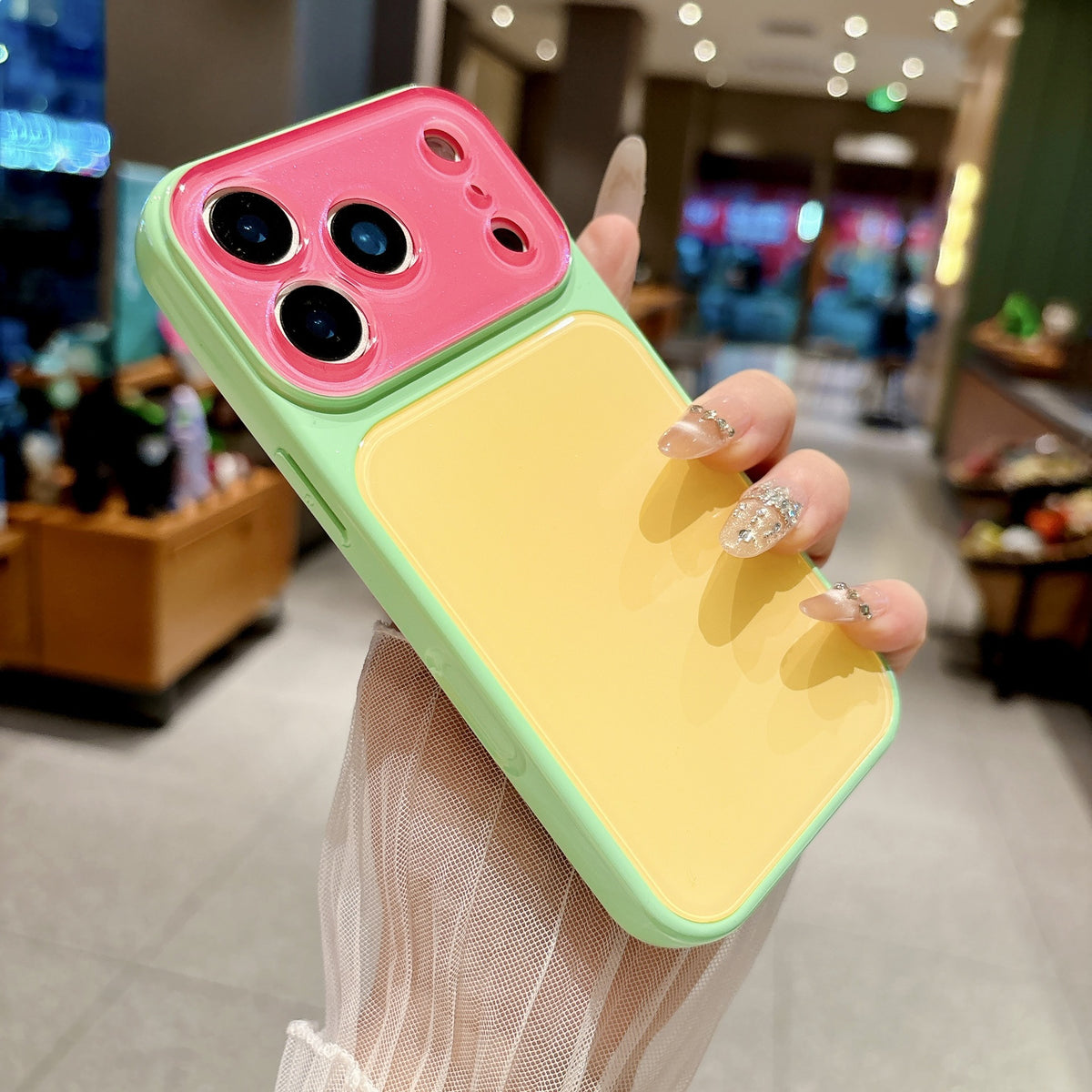 Contrast Candy Color Block Crystal Camera Lens Protection