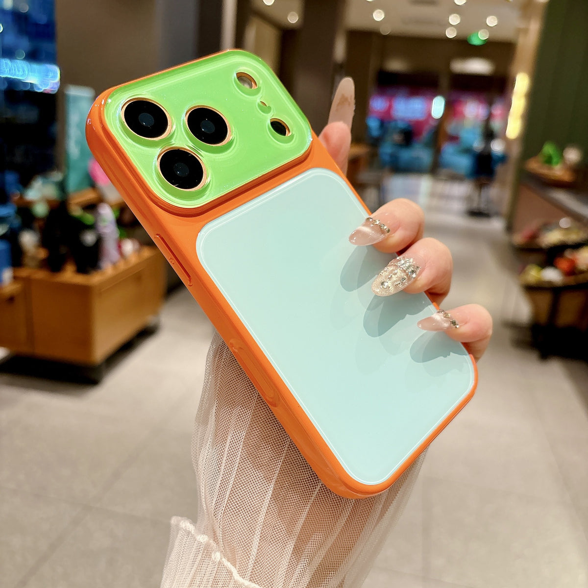 Contrast Candy Color Block Crystal Camera Lens Protection