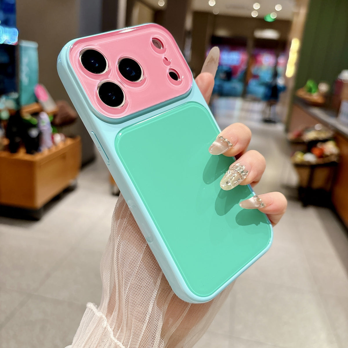 Contrast Candy Color Block Crystal Camera Lens Protection