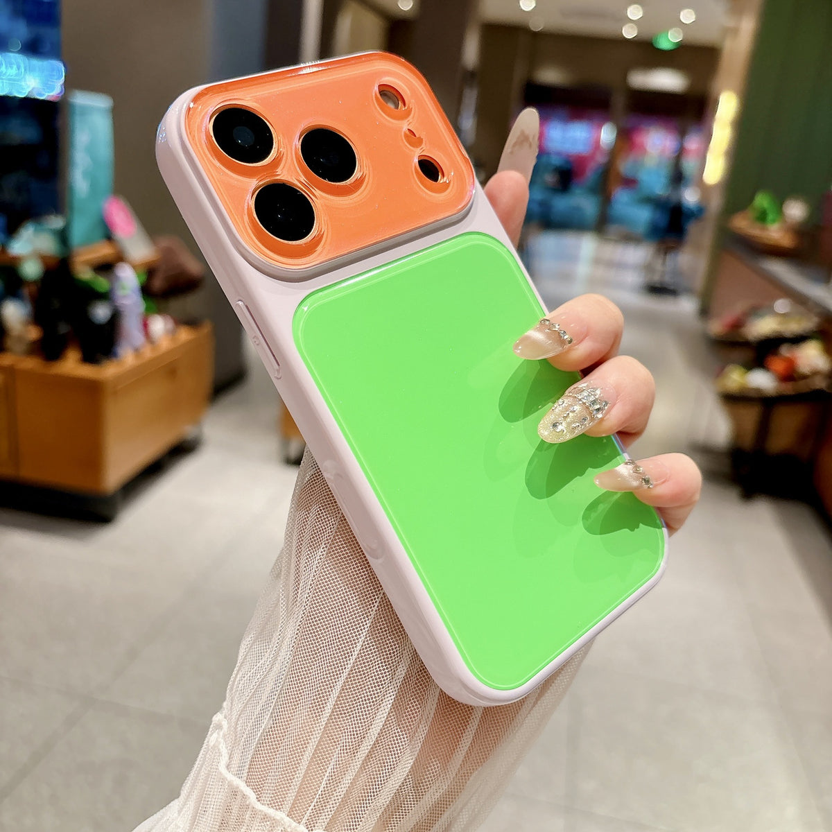 Contrast Candy Color Block Crystal Camera Lens Protection