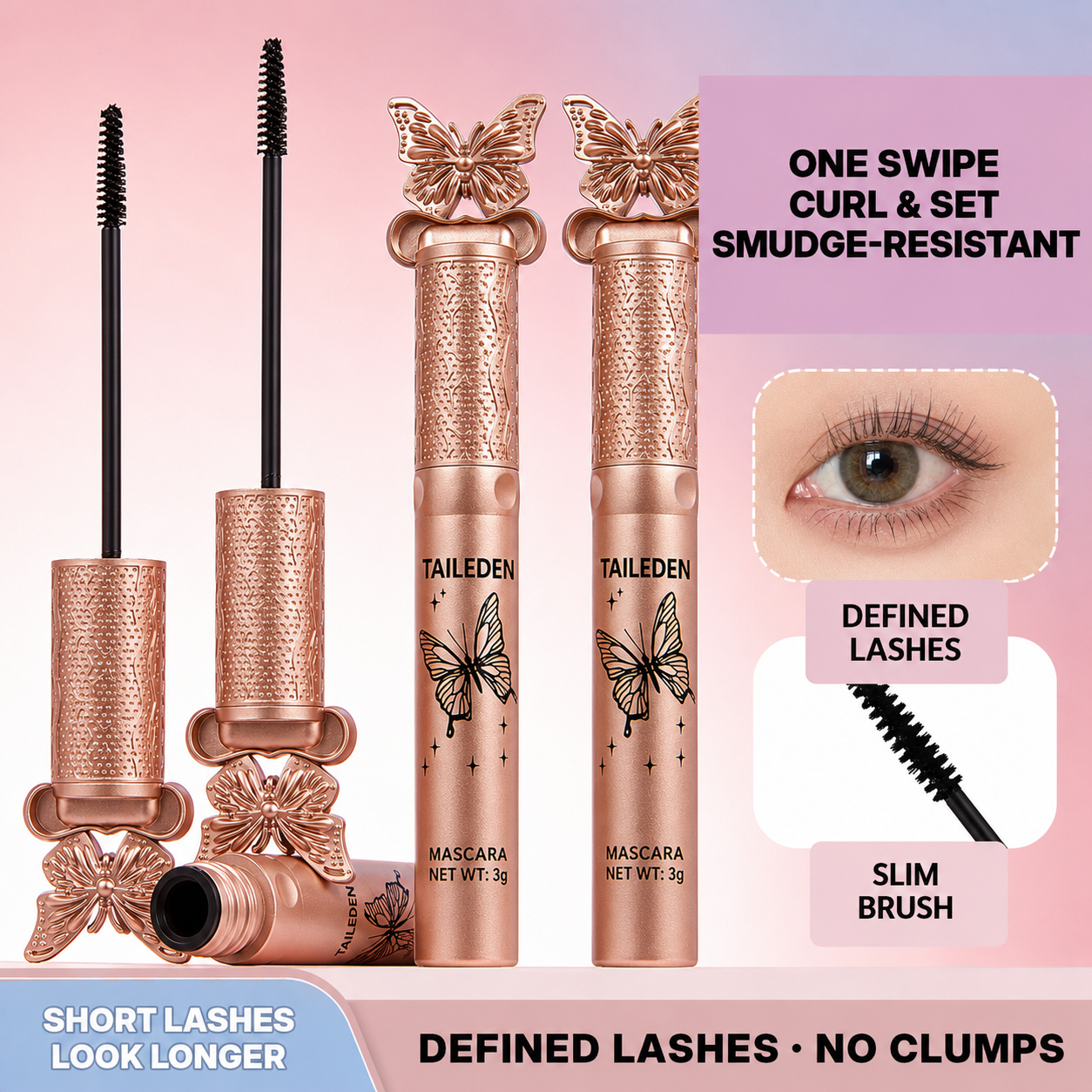 Mascara brush defining short lashes