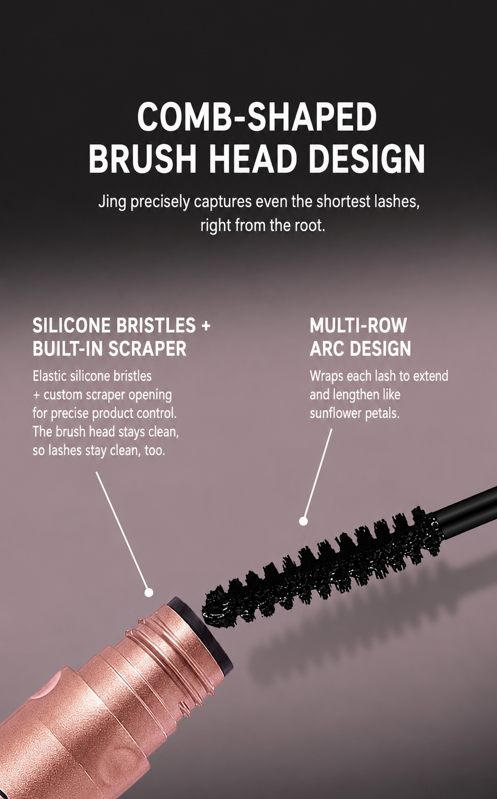 Comb-shaped mascara brush design
